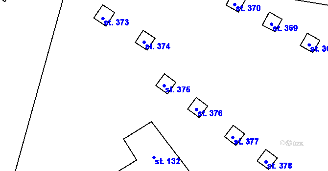 Parcela st. 375 v KÚ Heřmanice v Podještědí, Katastrální mapa