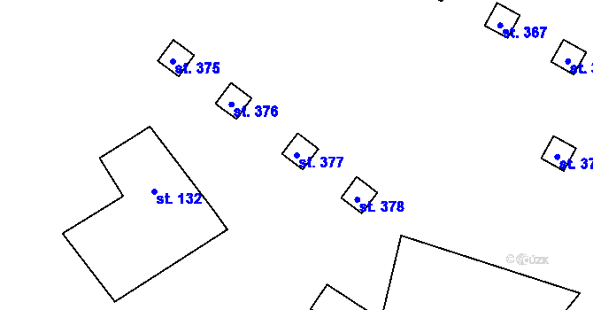 Parcela st. 377 v KÚ Heřmanice v Podještědí, Katastrální mapa