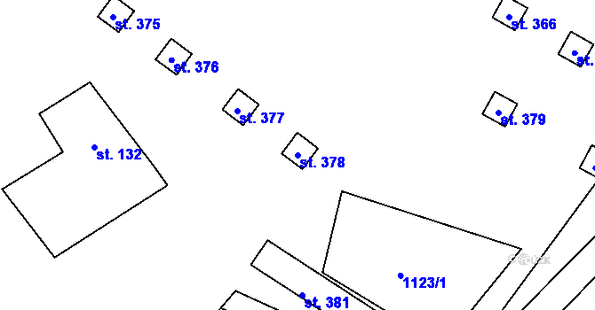 Parcela st. 378 v KÚ Heřmanice v Podještědí, Katastrální mapa