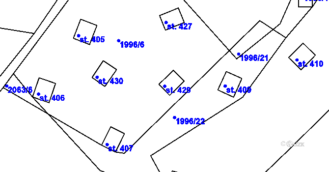 Parcela st. 429 v KÚ Heřmanice v Podještědí, Katastrální mapa