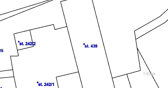 Parcela st. 439 v KÚ Heřmanice v Podještědí, Katastrální mapa