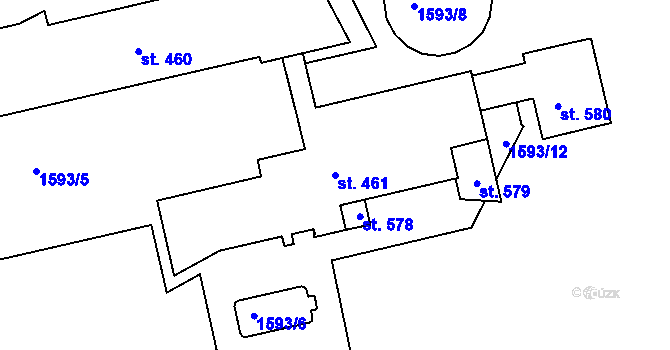 Parcela st. 461 v KÚ Heřmanice v Podještědí, Katastrální mapa