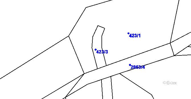 Parcela st. 423/3 v KÚ Heřmanice v Podještědí, Katastrální mapa