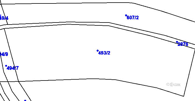 Parcela st. 493/2 v KÚ Heřmanice v Podještědí, Katastrální mapa
