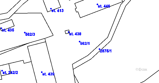 Parcela st. 562/1 v KÚ Heřmanice v Podještědí, Katastrální mapa