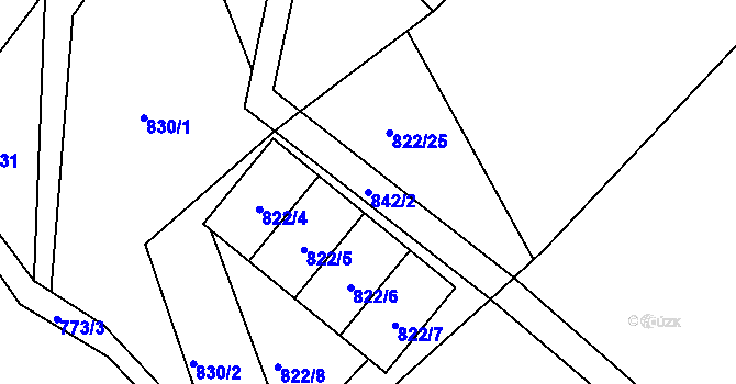 Parcela st. 842/2 v KÚ Heřmanice v Podještědí, Katastrální mapa