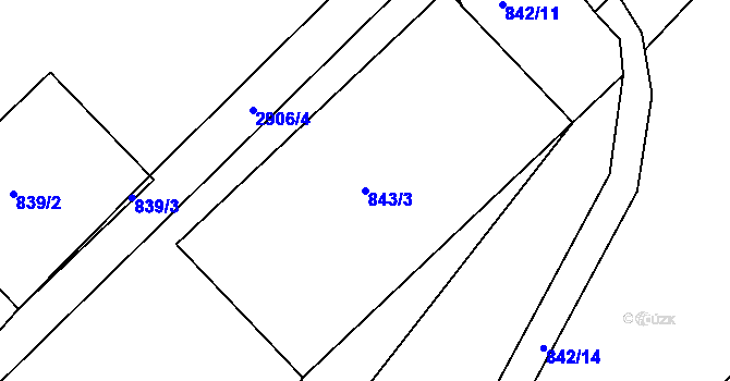 Parcela st. 843/3 v KÚ Heřmanice v Podještědí, Katastrální mapa