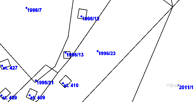 Parcela st. 1996/23 v KÚ Heřmanice v Podještědí, Katastrální mapa