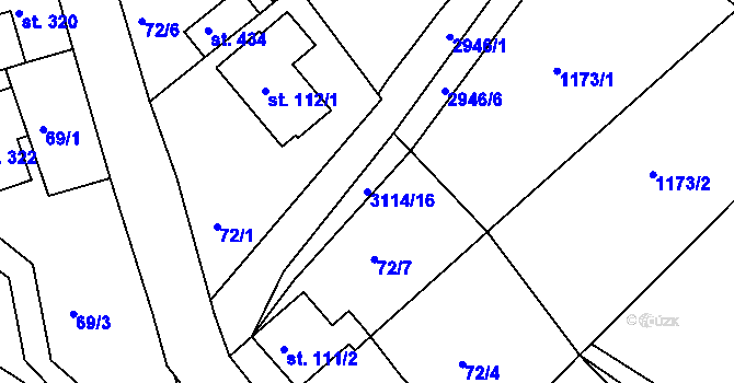 Parcela st. 3114/16 v KÚ Heřmanice v Podještědí, Katastrální mapa