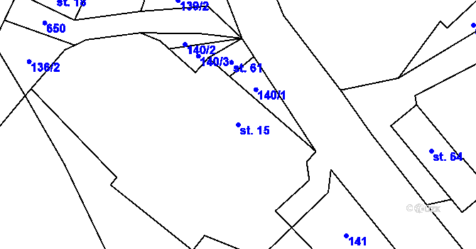 Parcela st. 15 v KÚ Brod nad Labem, Katastrální mapa