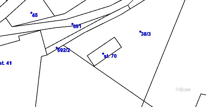 Parcela st. 70 v KÚ Brod nad Labem, Katastrální mapa