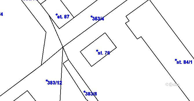 Parcela st. 76 v KÚ Brod nad Labem, Katastrální mapa