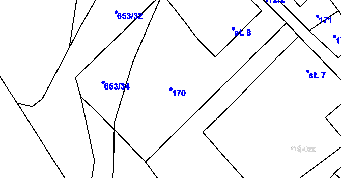 Parcela st. 170 v KÚ Brod nad Labem, Katastrální mapa