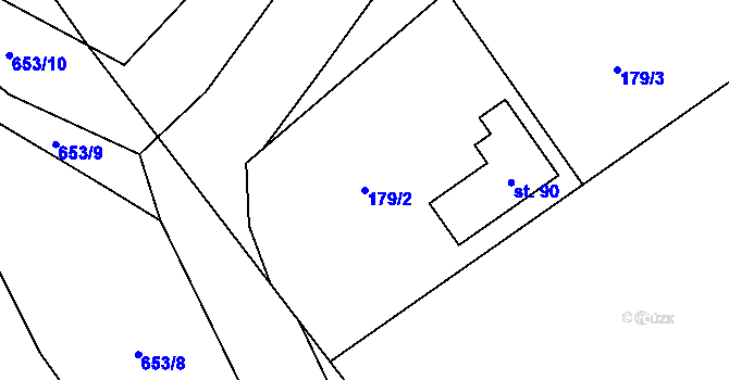 Parcela st. 179/2 v KÚ Brod nad Labem, Katastrální mapa