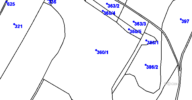 Parcela st. 360/1 v KÚ Brod nad Labem, Katastrální mapa