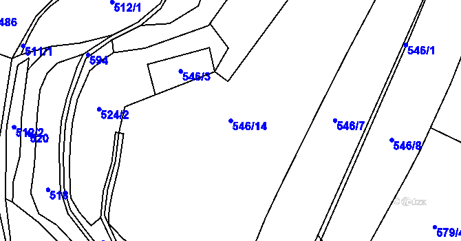 Parcela st. 546/14 v KÚ Brod nad Labem, Katastrální mapa