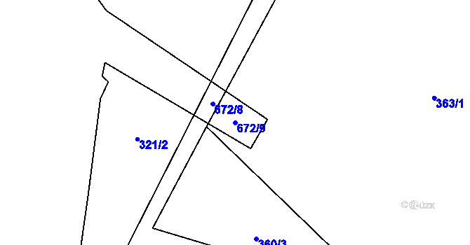 Parcela st. 672/9 v KÚ Brod nad Labem, Katastrální mapa