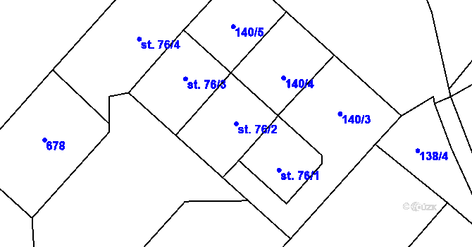 Parcela st. 76/2 v KÚ Heřmanice nad Labem, Katastrální mapa