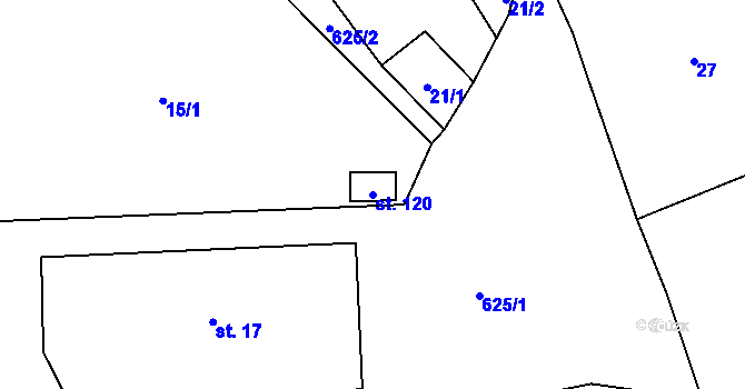 Parcela st. 120 v KÚ Heřmanice nad Labem, Katastrální mapa