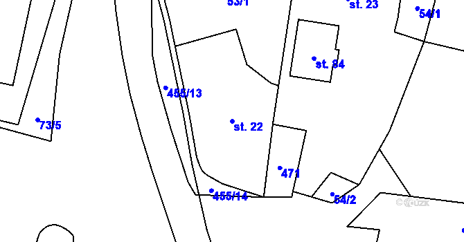 Parcela st. 22 v KÚ Hořenice, Katastrální mapa
