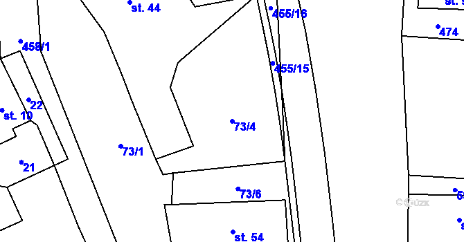 Parcela st. 73/4 v KÚ Hořenice, Katastrální mapa