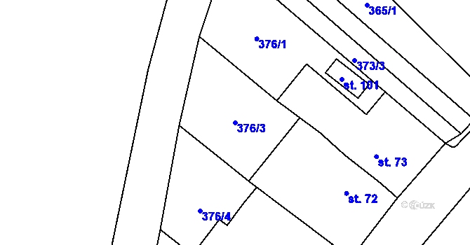 Parcela st. 376/3 v KÚ Hořenice, Katastrální mapa