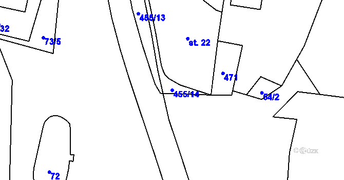 Parcela st. 455/14 v KÚ Hořenice, Katastrální mapa