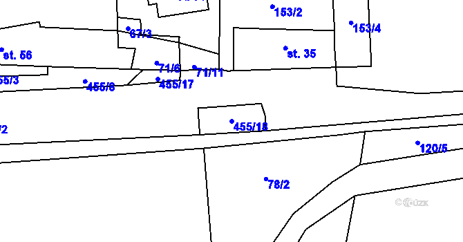Parcela st. 455/18 v KÚ Hořenice, Katastrální mapa