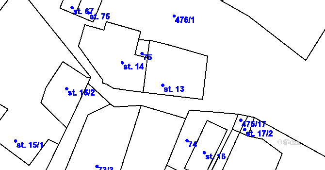 Parcela st. 13 v KÚ Slotov, Katastrální mapa