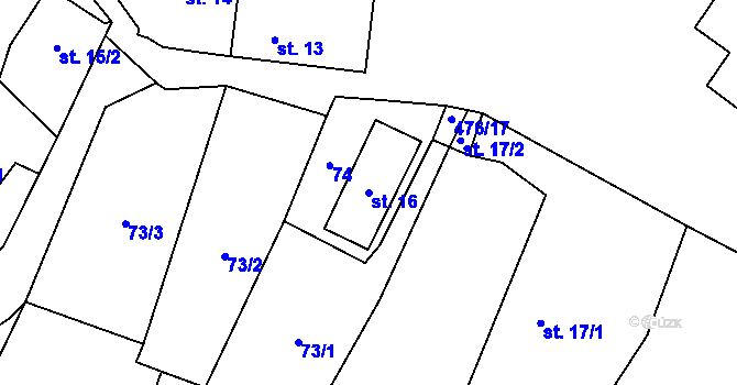 Parcela st. 16 v KÚ Slotov, Katastrální mapa