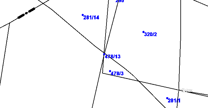 Parcela st. 478/13 v KÚ Slotov, Katastrální mapa