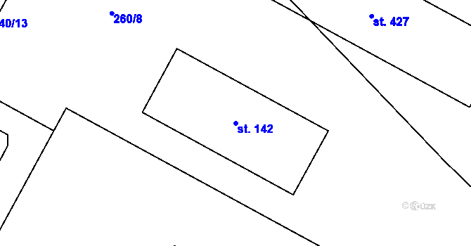 Parcela st. 142 v KÚ Heřmanice u Rouchovan, Katastrální mapa