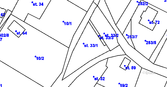 Parcela st. 33/1 v KÚ Véska u Oder, Katastrální mapa