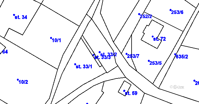Parcela st. 33/2 v KÚ Véska u Oder, Katastrální mapa