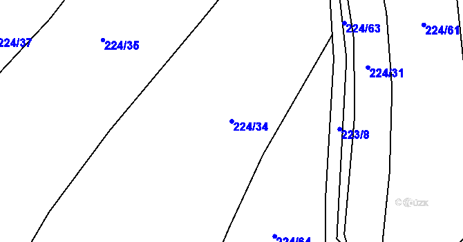 Parcela st. 224/34 v KÚ Heřmanice u Polomi, Katastrální mapa