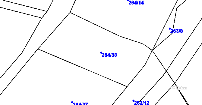 Parcela st. 264/38 v KÚ Heřmanice u Polomi, Katastrální mapa