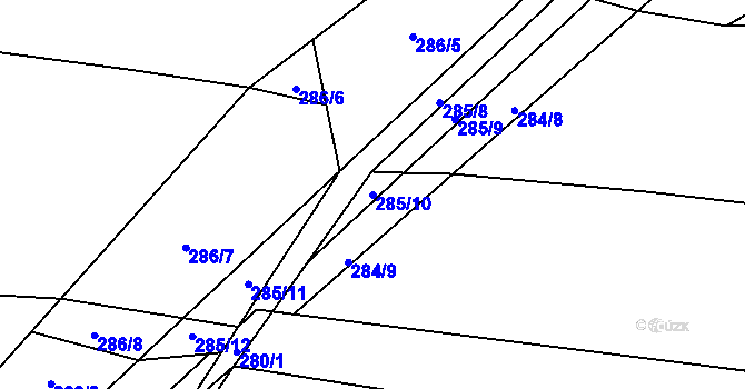 Parcela st. 285/10 v KÚ Heřmanice u Polomi, Katastrální mapa