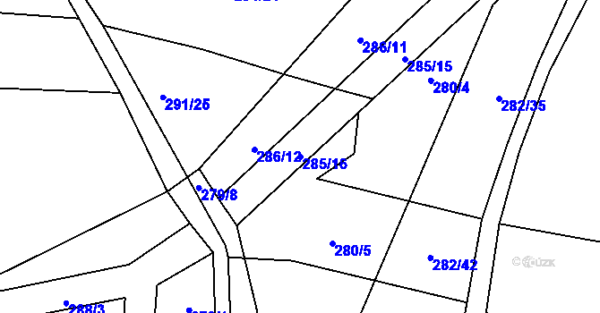 Parcela st. 285/16 v KÚ Heřmanice u Polomi, Katastrální mapa