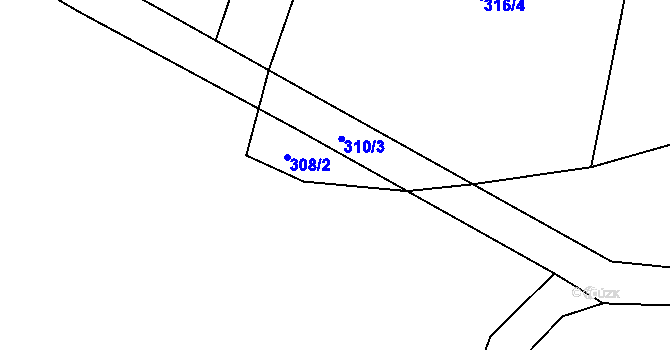 Parcela st. 308/3 v KÚ Heřmanice u Polomi, Katastrální mapa