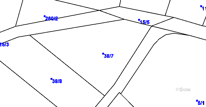 Parcela st. 38/7 v KÚ Heřmanice u Polomi, Katastrální mapa