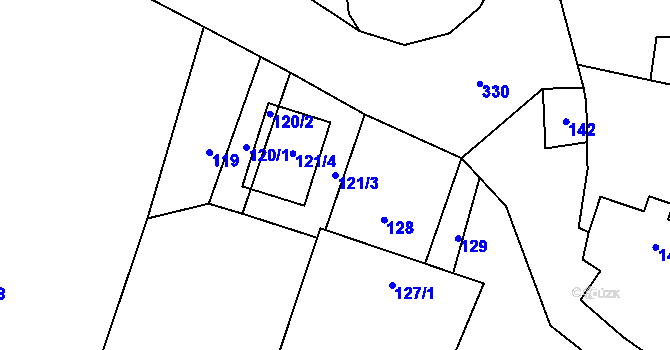 Parcela st. 121/3 v KÚ Heřmanice u Polomi, Katastrální mapa