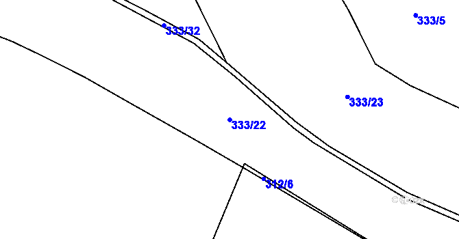 Parcela st. 333/22 v KÚ Heřmanice u Žandova, Katastrální mapa