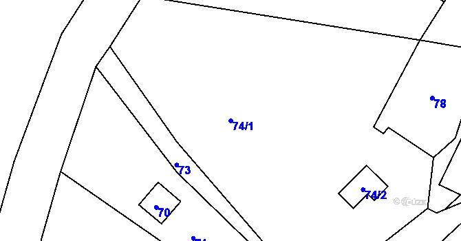 Parcela st. 74/1 v KÚ Heřmanice u Žandova, Katastrální mapa