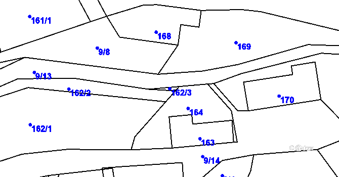 Parcela st. 162/3 v KÚ Heřmanice u Žandova, Katastrální mapa