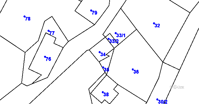 Parcela st. 34 v KÚ Heřmanice u Žandova, Katastrální mapa