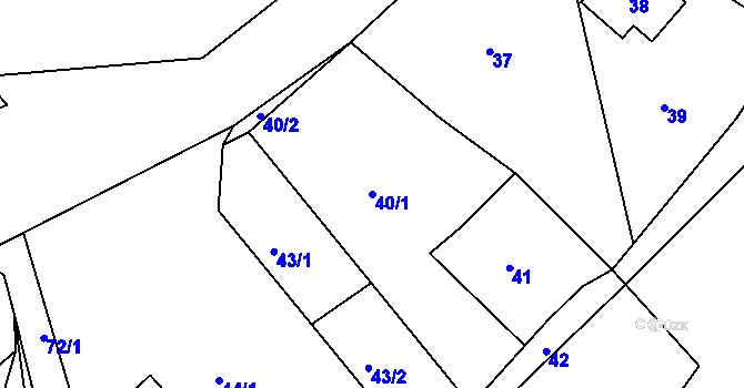 Parcela st. 40/1 v KÚ Heřmanice u Žandova, Katastrální mapa
