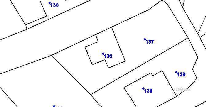 Parcela st. 136 v KÚ Heřmanice u Žandova, Katastrální mapa