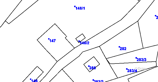 Parcela st. 148/2 v KÚ Heřmanice u Žandova, Katastrální mapa