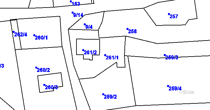Parcela st. 261/1 v KÚ Heřmanice u Žandova, Katastrální mapa