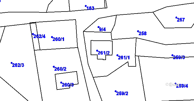 Parcela st. 261/2 v KÚ Heřmanice u Žandova, Katastrální mapa